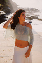 Sora Shoulder Veil - Sky Blue Sheer